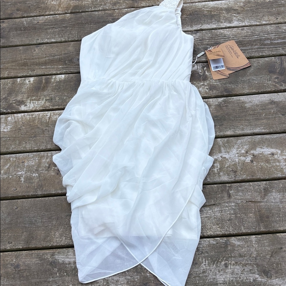 NWT Light in the Box Ivory One-Shoulder Dress size 4